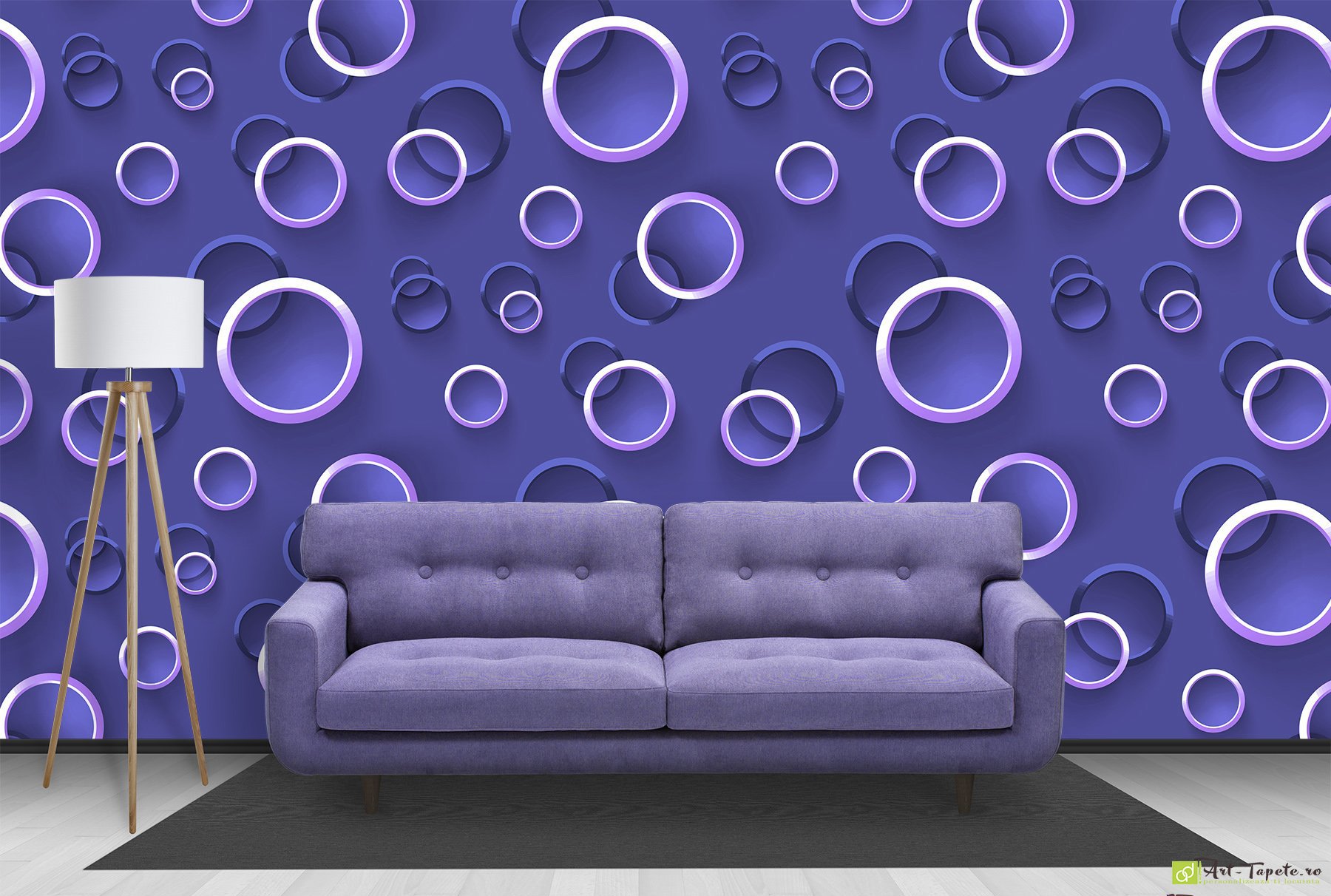 Photo Wallpaper 3D Effect - Circles with lilac background   Online Buy Wholesale 3d wallpaper walls