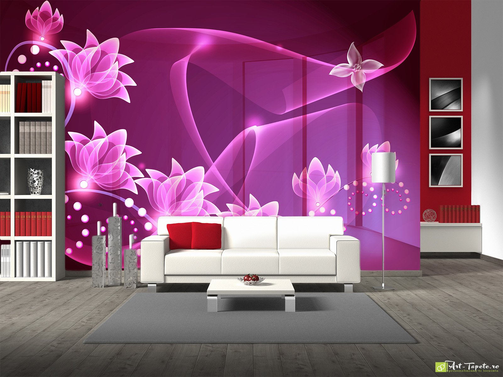 Wall Murals & Digital Wallpaper - Graphics, 3D Abstraction with pink  flowers  Amazing Digital Wallpapers add dimension and  character to your room