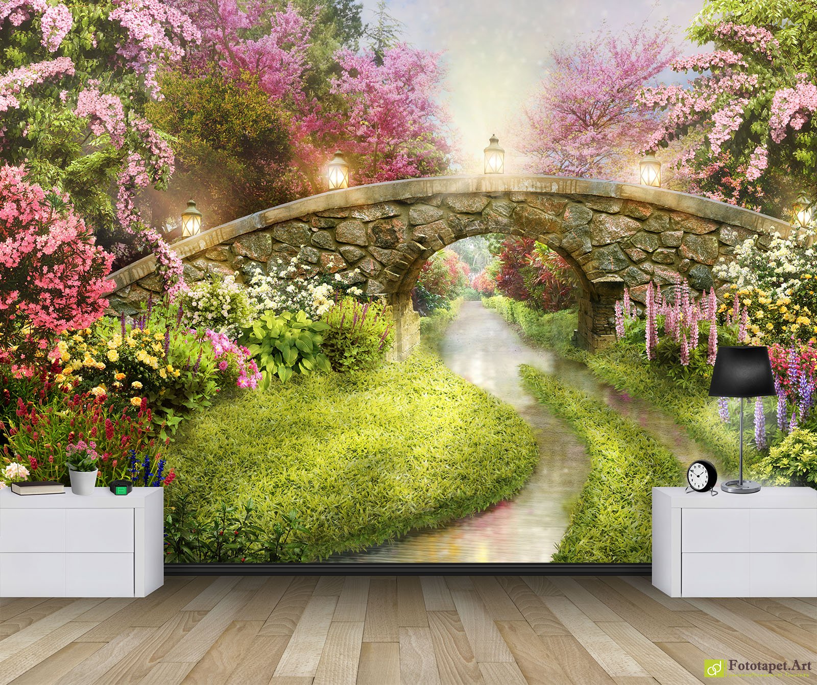 Nature Wallpaper & Wall Murals - Beautiful Landscape, river and bridge |   Digital Wall Murals for all tastes – from cities and map  motifs to designer creations and customised wall murals